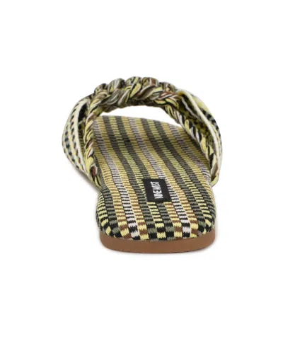 Nine West Women's Lalta Knotted Flat Slide Sandals In Green Multi