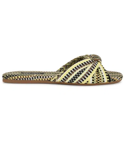 Nine West Women's Lalta Knotted Flat Slide Sandals In Green Multi