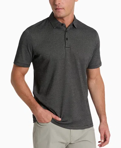 Kenneth Cole Men's Slim-fit Two-toned Textured-knit Polo Shirt In Black Mix