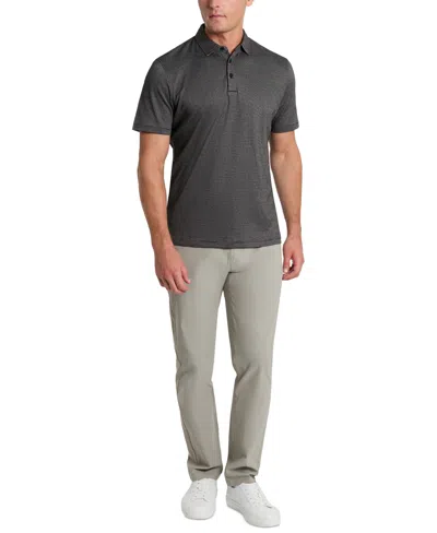 Kenneth Cole Men's Slim-fit Two-toned Textured-knit Polo Shirt In Black Mix