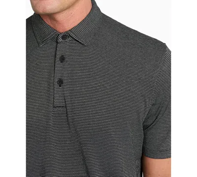 Kenneth Cole Men's Slim-fit Two-toned Textured-knit Polo Shirt In Black Mix