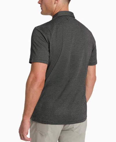Kenneth Cole Men's Slim-fit Two-toned Textured-knit Polo Shirt In Black Mix
