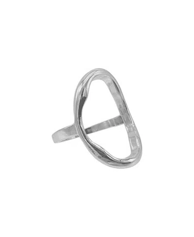 Adornia Silver Open Hammered Oval Ring In Silver