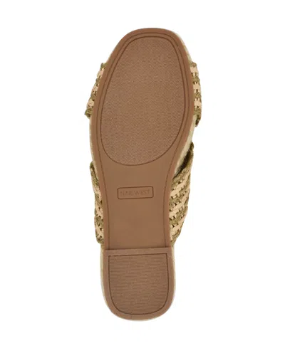 Nine West Women's Animay Woven Slip-on Flat Sandals In Bronze,natural