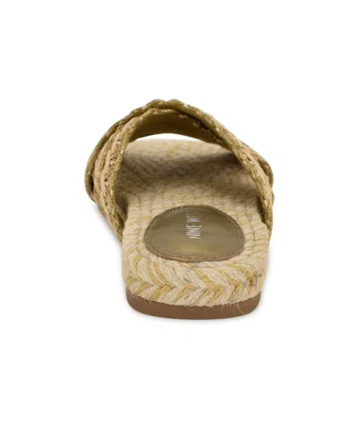 Nine West Women's Animay Woven Slip-on Flat Sandals In Bronze,natural