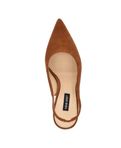 Nine West Women's Feather Slingback Stiletto Pumps In Cognac Suede