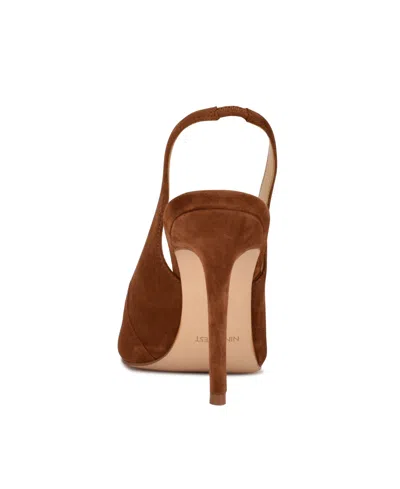 Nine West Women's Feather Slingback Stiletto Pumps In Cognac Suede
