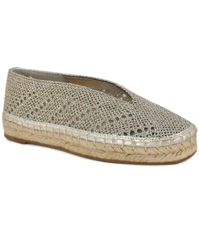Nine West Women's Rorie Woven Slip-on Espadrille Flats In Silver