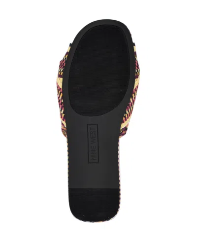Nine West Women's Lalta Knotted Flat Slide Sandals In Dark Red Multi
