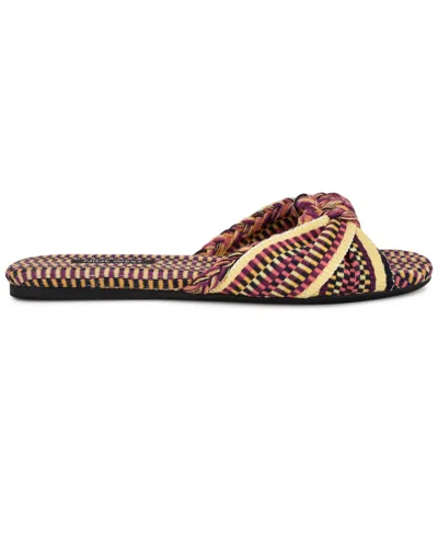 Nine West Women's Lalta Knotted Flat Slide Sandals In Dark Red Multi
