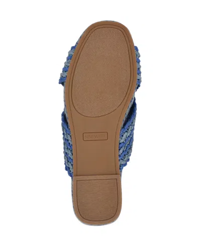 Nine West Women's Animay Woven Slip-on Flat Sandals In Blue Multi