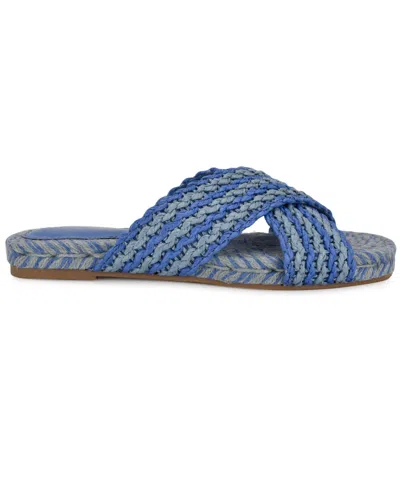 Nine West Women's Animay Woven Slip-on Flat Sandals In Blue Multi