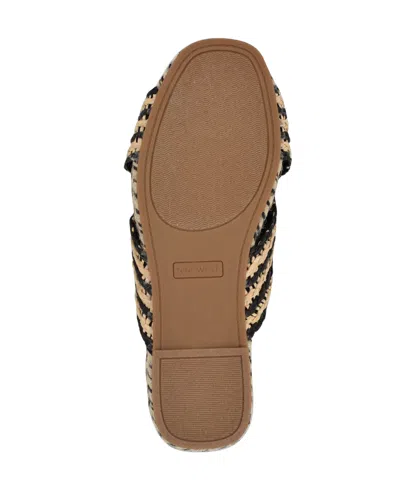 Nine West Women's Animay Woven Slip-on Flat Sandals In Black,natural