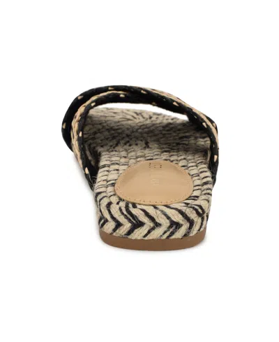 Nine West Women's Animay Woven Slip-on Flat Sandals In Black,natural