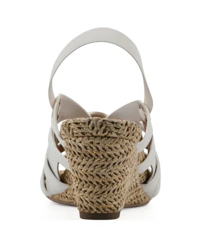 White Mountain Women's Ataps Round Toe Wedge Sandals In White Smooth