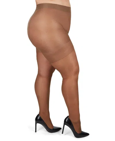 Memoi Plus Size Curvy Silky Sheer Control Top Pantyhose Mm-2240 In Utopia