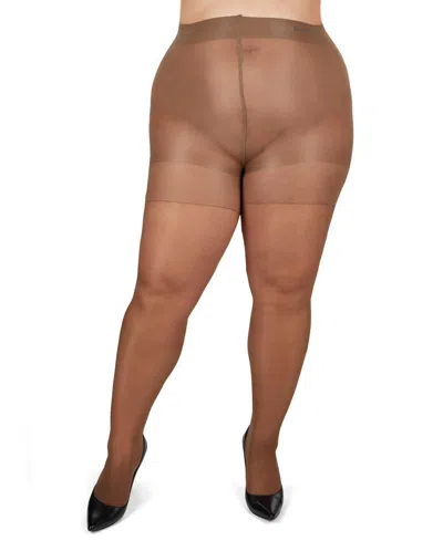 Memoi Plus Size Curvy Silky Sheer Control Top Pantyhose Mm-2240 In Utopia