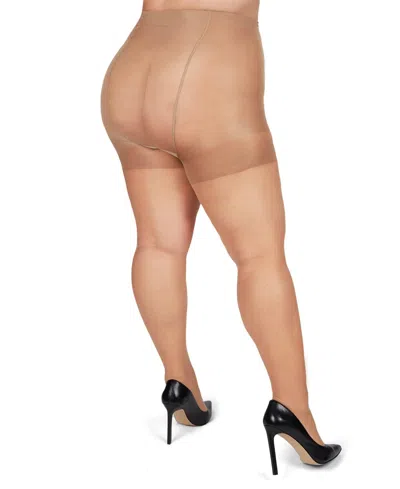 Memoi Plus Size Curvy Silky Sheer Control Top Pantyhose Mm-2210 In Honey