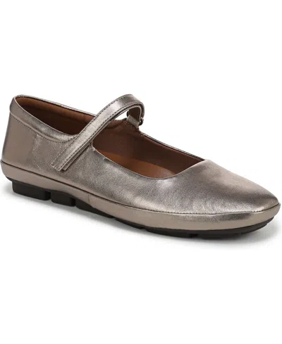 Naturalizer Women's Behold Round Toe Mary Jane Flats In Warm Silver Leather