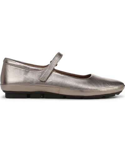 Naturalizer Women's Behold Round Toe Mary Jane Flats In Warm Silver Leather