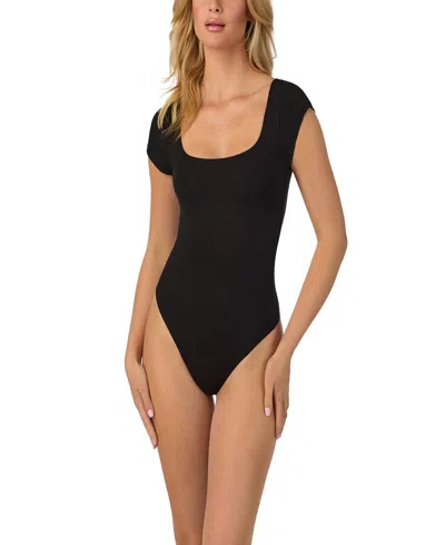 On Gossamer On Gassamer Cotton Rib Bodysuit In Black