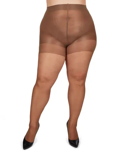Memoi Plus Size Curvy Silky Sheer Control Top Pantyhose Mm-2210 In Utopia