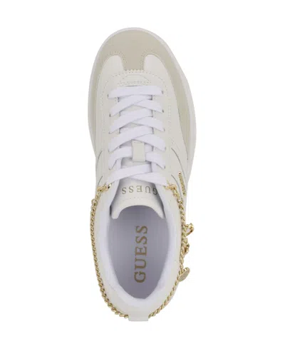 Guess Women's Naoko Charm Lace-up Court Sneakers In White