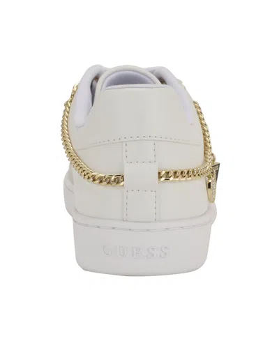 Guess Women's Naoko Charm Lace-up Court Sneakers In White