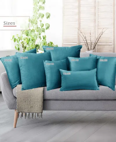 Nestl Elegant 2-pack Velvet Decorative Throw Pillows With Removeable Covers, 12" X 20" In Teal Blue