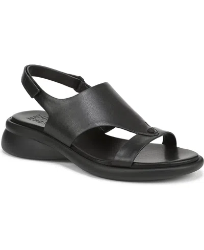 Naturalizer Women's Lillian Round Toe Slingback Sandals In Black Faux Leather