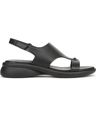 Naturalizer Women's Lillian Round Toe Slingback Sandals In Black Faux Leather
