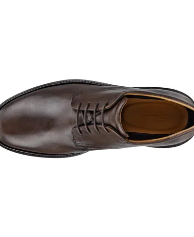 Ecco Mens Leather Block Heel Oxfords In Cocoa Brown