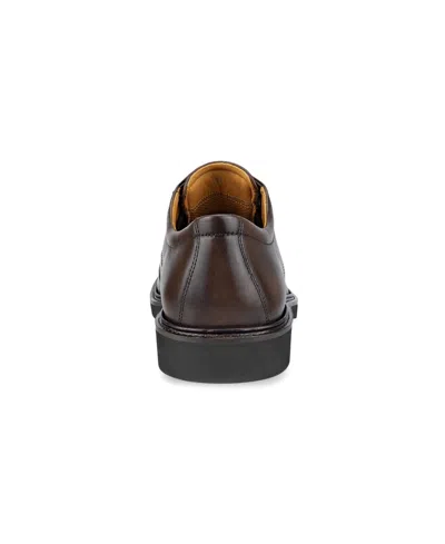 Ecco Mens Leather Block Heel Oxfords In Cocoa Brown
