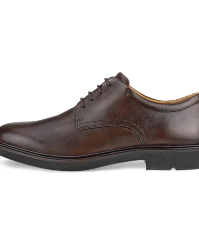 Ecco Mens Leather Block Heel Oxfords In Cocoa Brown