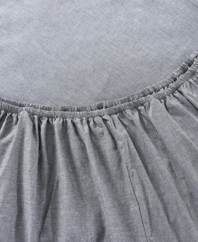 Tommy Hilfiger Solid 144-thread Count Cotton Chambray Washed 3-pc. Sheet Set, Twin Xl In Navy