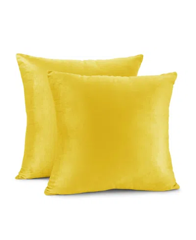 Nestl Elegant 2-pack Velvet Decorative Throw Pillows With Removeable Covers, 22" X 22" In Yellow
