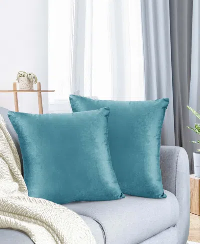 Nestl Elegant Velvet Removeable Cover 2-pack Decorative Pillows, 22" X 22" In Beach Blue
