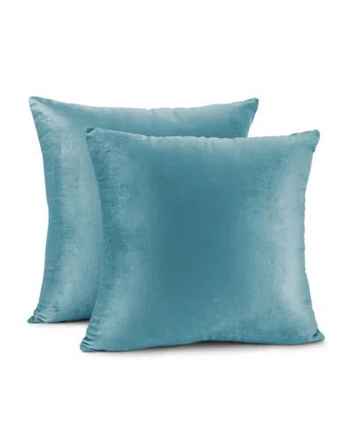 Nestl Elegant Velvet Removeable Cover 2-pack Decorative Pillows, 22" X 22" In Beach Blue