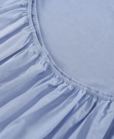 Tommy Hilfiger Solid 144-thread Count Cotton Chambray Washed 3-pc. Sheet Set, Twin Xl In Blue