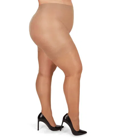 Memoi Plus Size Curvy Silky Sheer Control Top Pantyhose Mm-2210 In Honey