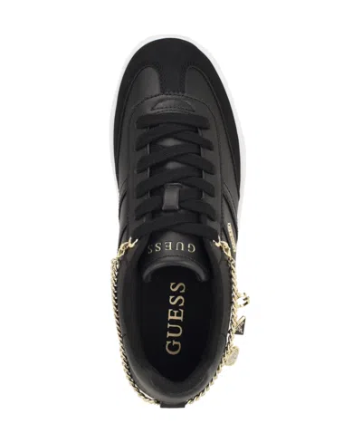 Guess Women's Naoko Charm Lace-up Court Sneakers In Black