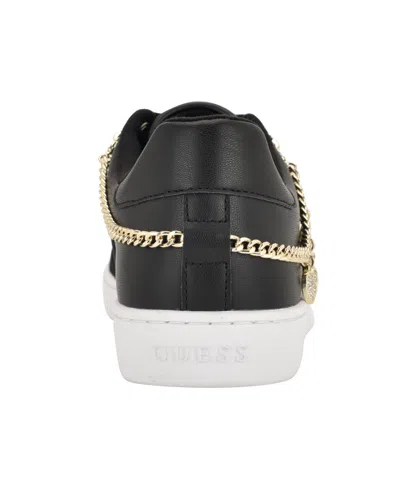 Guess Women's Naoko Charm Lace-up Court Sneakers In Black