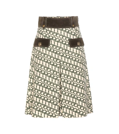 Shop Gucci Printed Wool Shorts In Greee Prieted