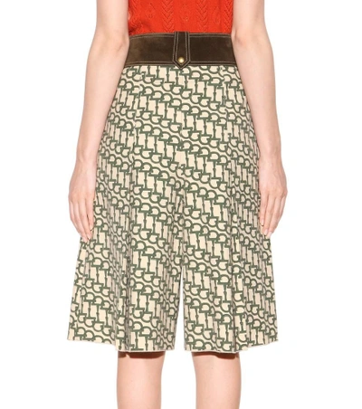 Shop Gucci Printed Wool Shorts In Greee Prieted