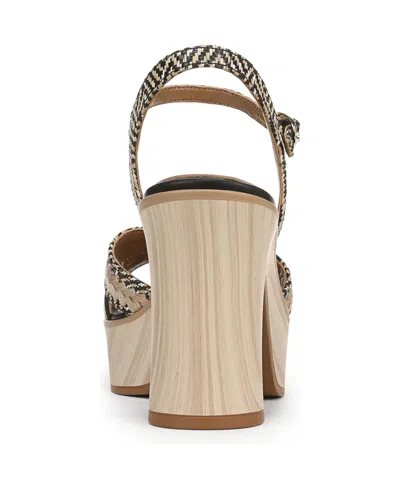 Naturalizer Women's Katalina Block Heel Square Toe Platform Sandals In Black,tan Weave Fabric