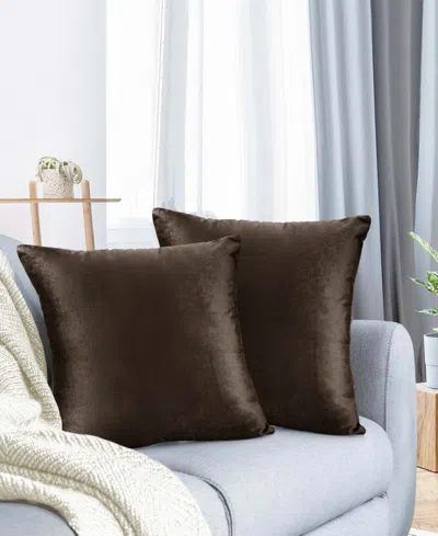Nestl Elegant Velvet Removeable Cover 2-pack Decorative Pillows, 18" X 18" In Chocolate Brown