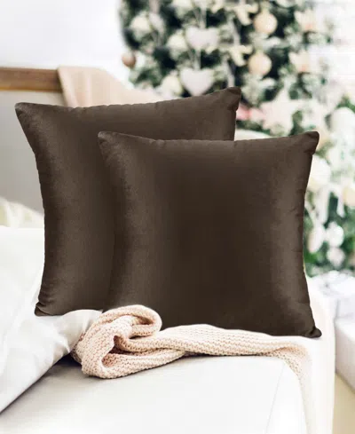 Nestl Elegant Velvet Removeable Cover 2-pack Decorative Pillows, 18" X 18" In Chocolate Brown