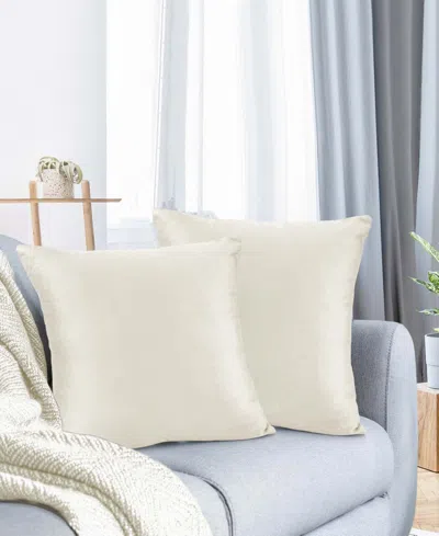 Nestl Elegant 2-pack Velvet Decorative Throw Pillows With Removeable Covers, 22" X 22" In Off White