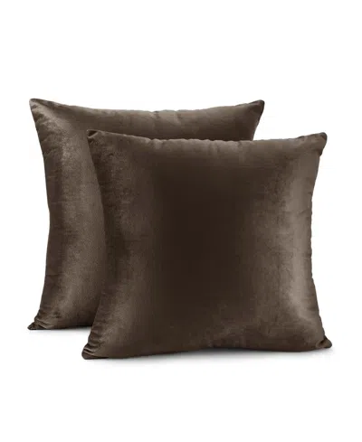 Nestl Elegant Velvet Removeable Cover 2-pack Decorative Pillows, 18" X 18" In Chocolate Brown