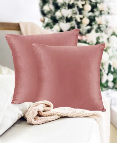 Nestl Elegant Velvet Removeable Cover 2-pack Decorative Pillows, 18" X 18" In Misty Rose